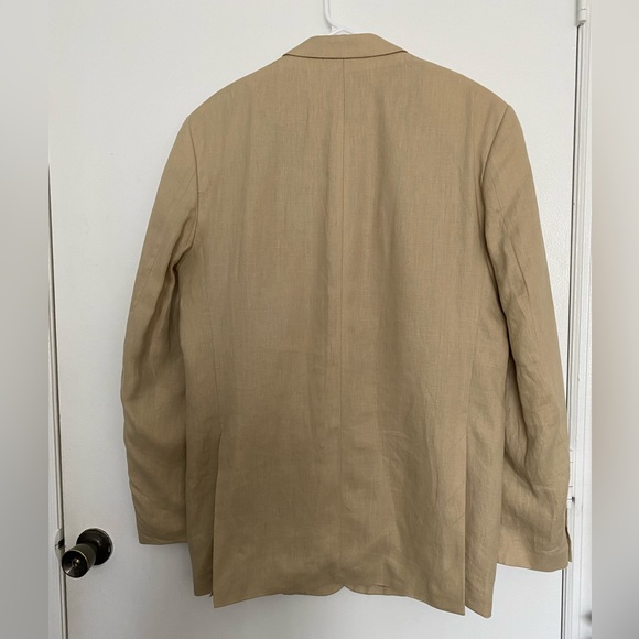 ANDREW FEZZA Men Two Button Linen Blazer Jacket 42L Dress Blazer Tan Beige Cream - Picture 3 of 16